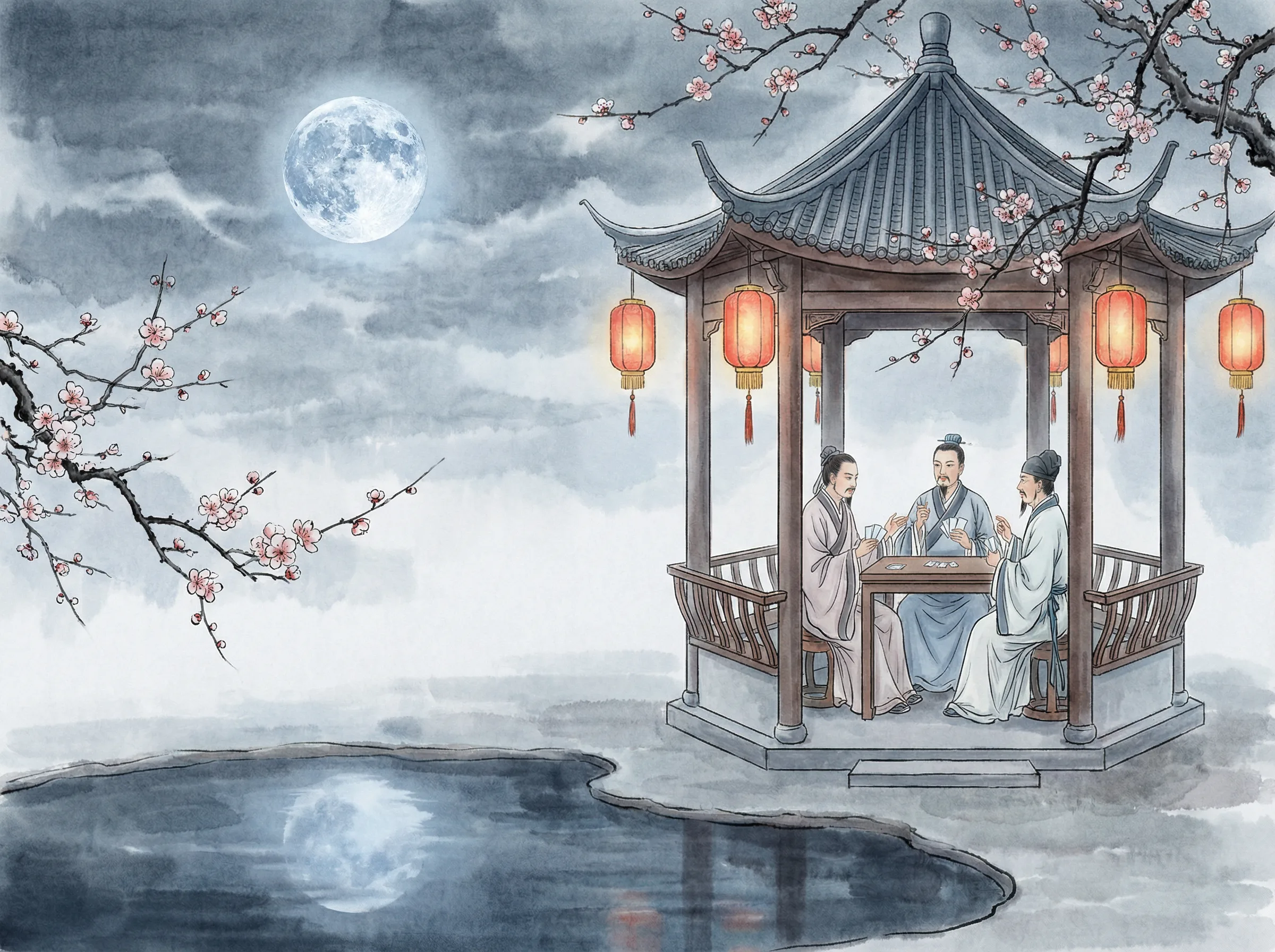 ky棋牌月下斗地主月光清辉场景